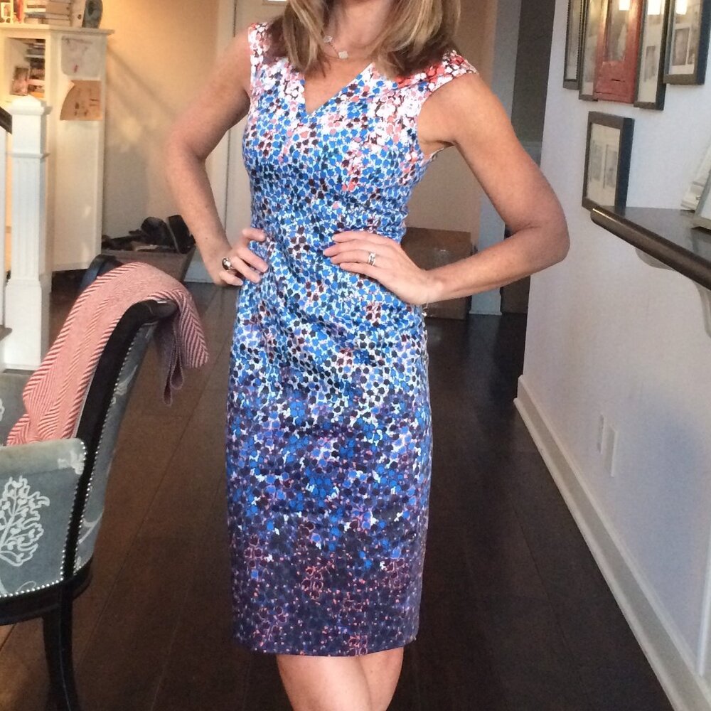 Gorgeous LK BENNETT London Vanessa Floral Tailored Dress Pink & Blue Size 4